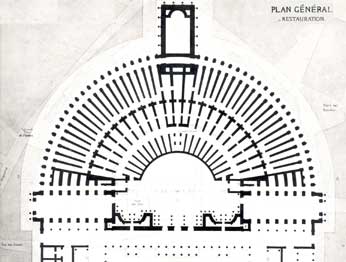 Baltard, Plan of the Theater of Pompey